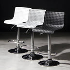 Modern Square Seat Plastic Rattan Adjustable Swivel Bar Stools