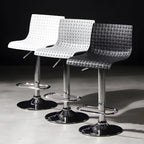 Modern Square Seat Plastic Rattan Adjustable Swivel Bar Stools
