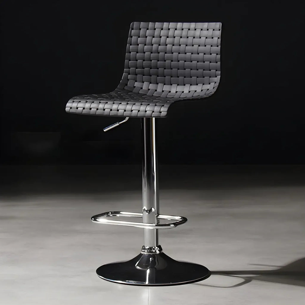 Modern Square Seat Plastic Rattan Adjustable Swivel Bar Stools