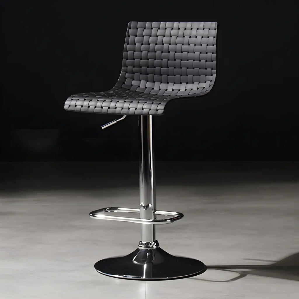 Modern Square Seat Plastic Rattan Adjustable Swivel Bar Stools