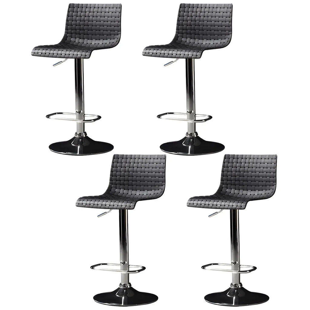 Modern Square Seat Plastic Rattan Adjustable Swivel Bar Stools