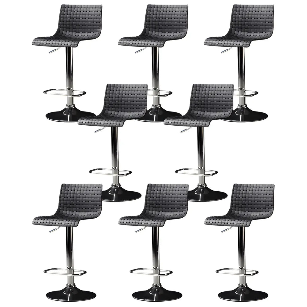 Modern Square Seat Plastic Rattan Adjustable Swivel Bar Stools