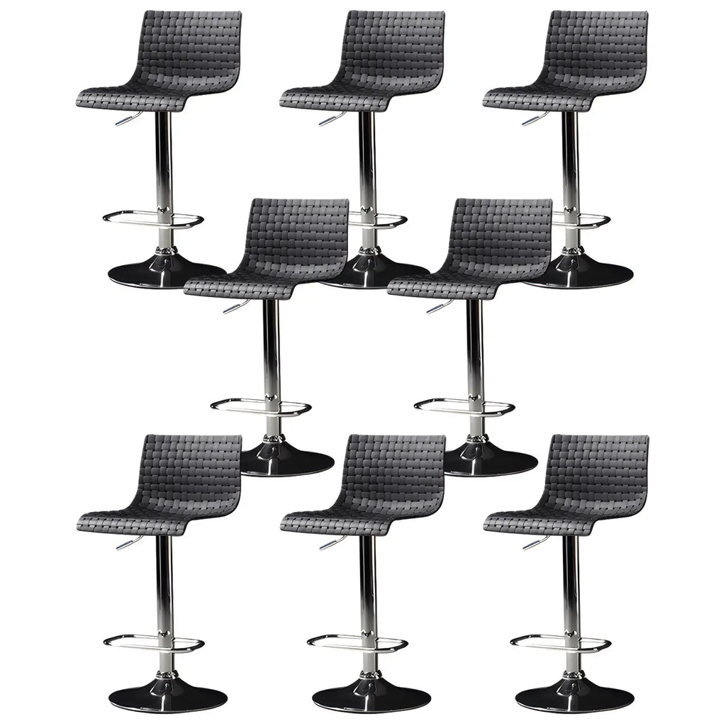Modern Square Seat Plastic Rattan Adjustable Swivel Bar Stools