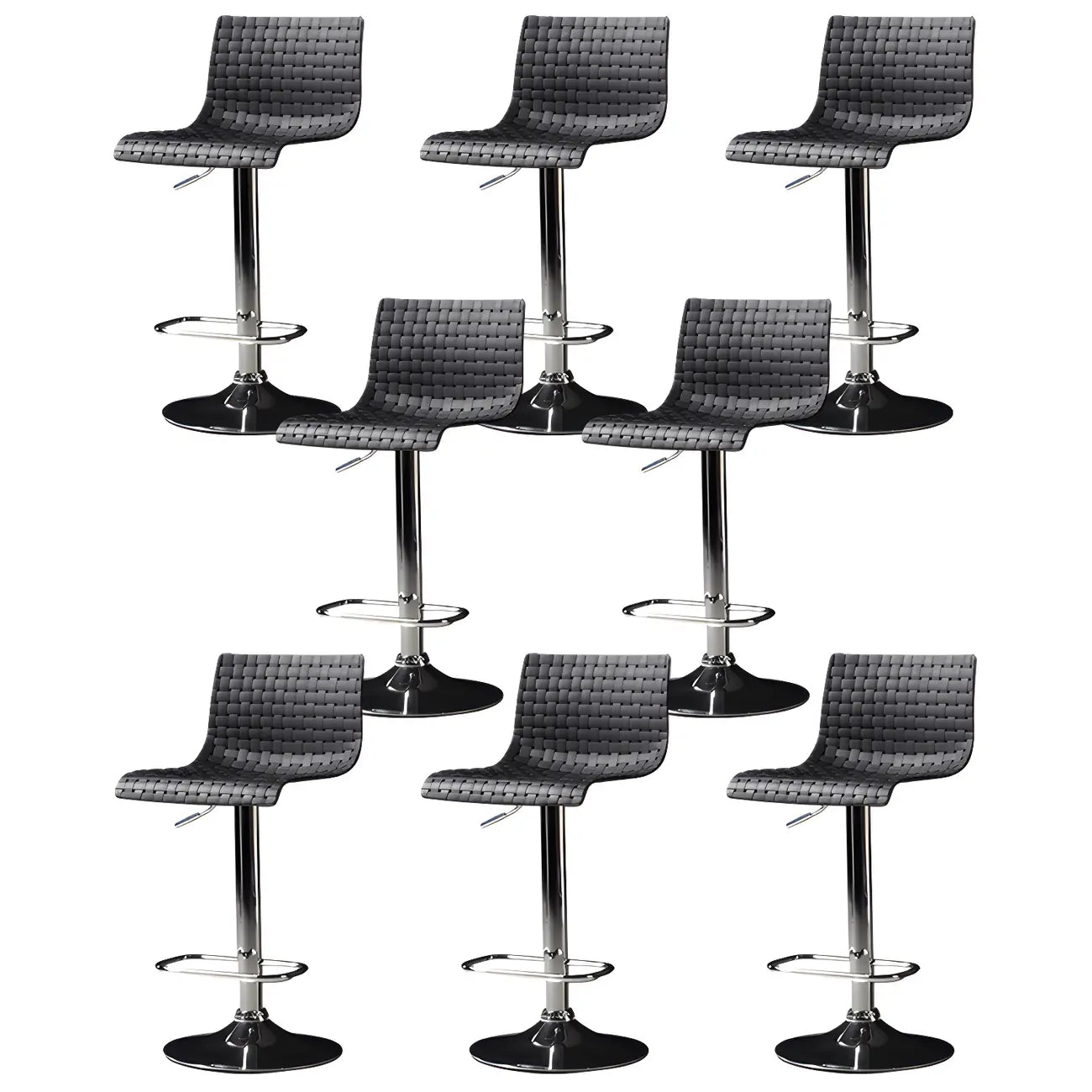 Modern Square Seat Plastic Rattan Adjustable Swivel Bar Stools