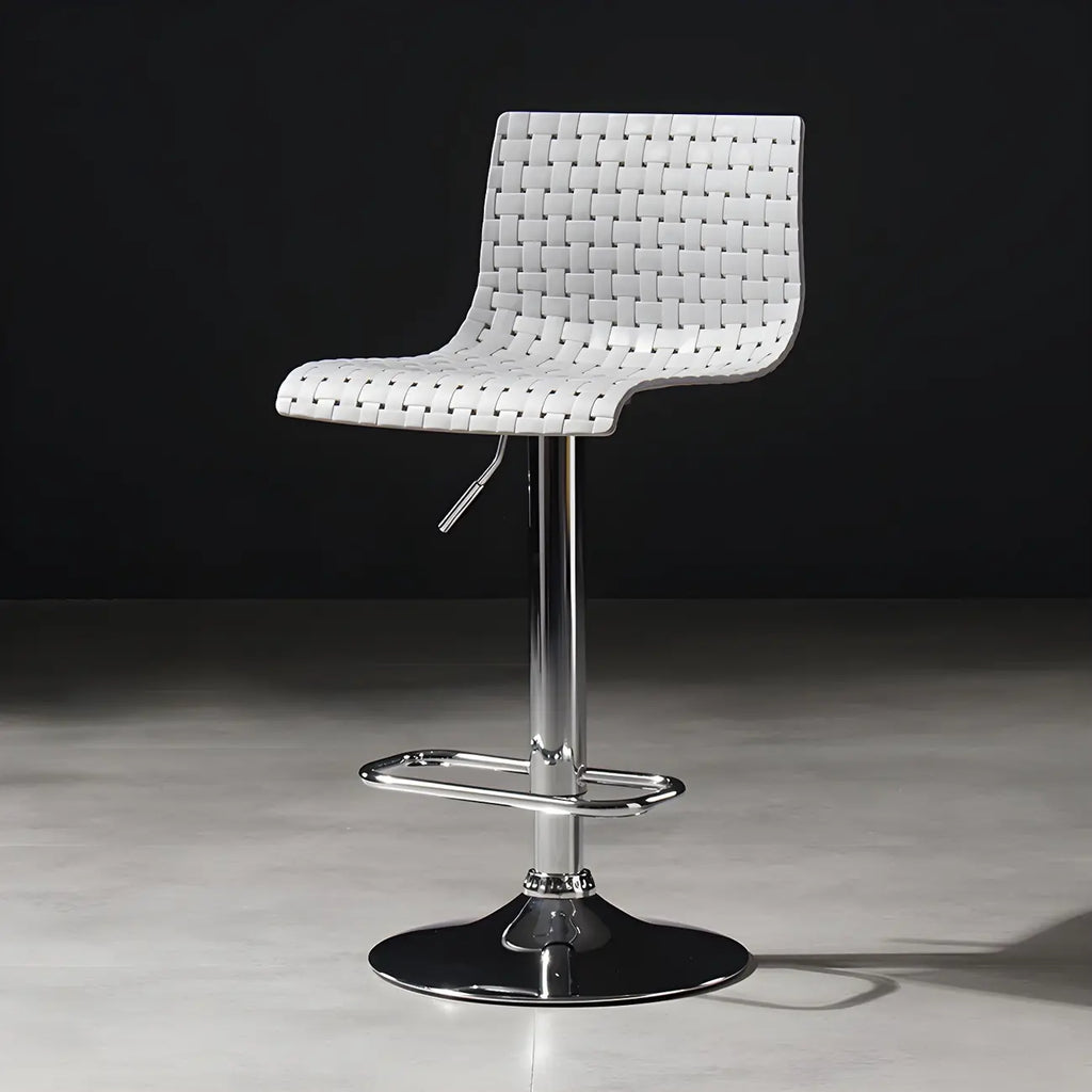 Modern Square Seat Plastic Rattan Adjustable Swivel Bar Stools