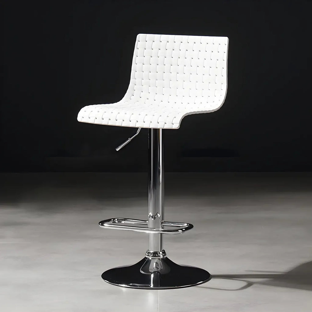 Modern Square Seat Plastic Rattan Adjustable Swivel Bar Stools
