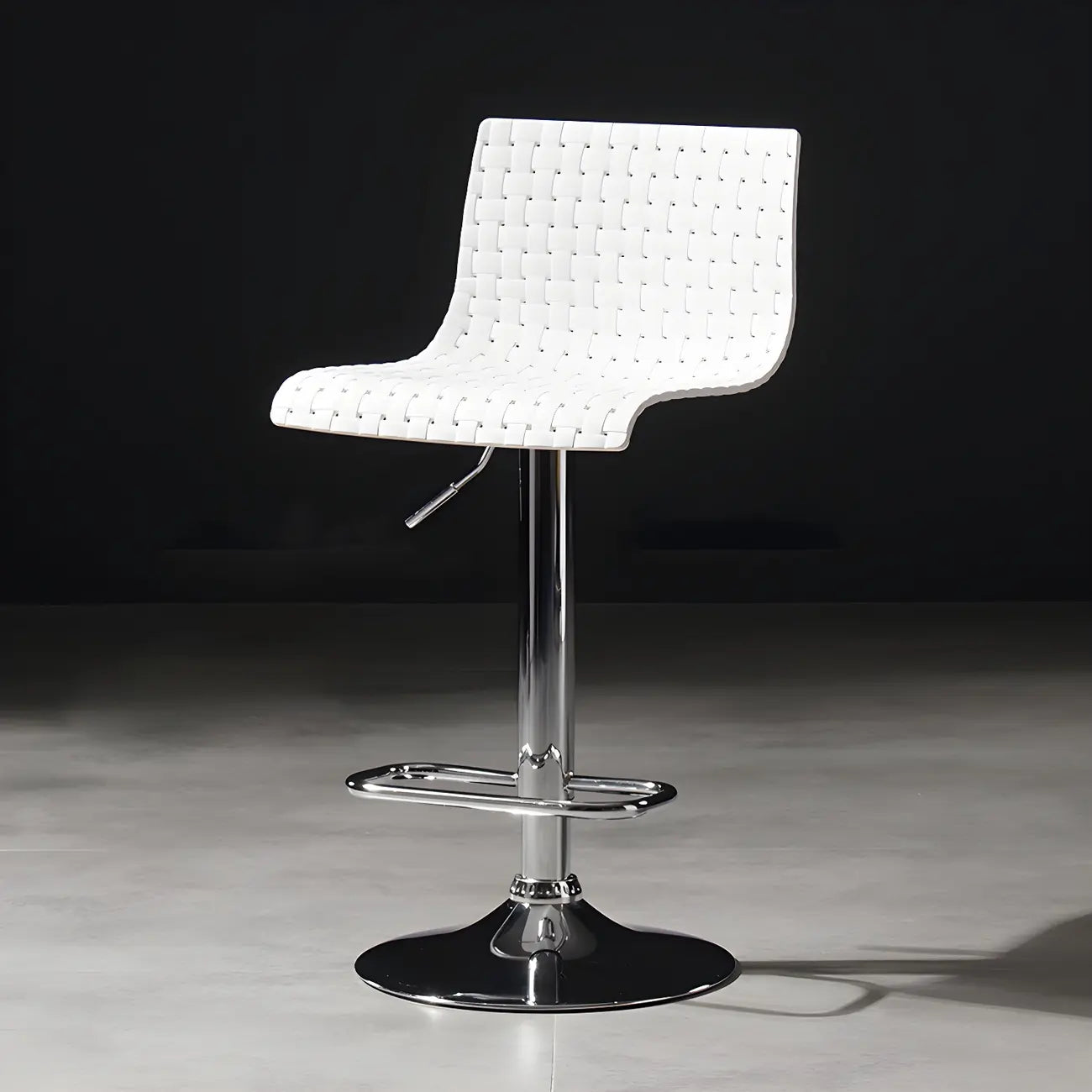 Modern Square Seat Plastic Rattan Adjustable Swivel Bar Stools