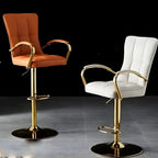 Glam Leather Adjustable Bar Stools with High Back