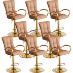 Glam Leather Adjustable Bar Stools with High Back