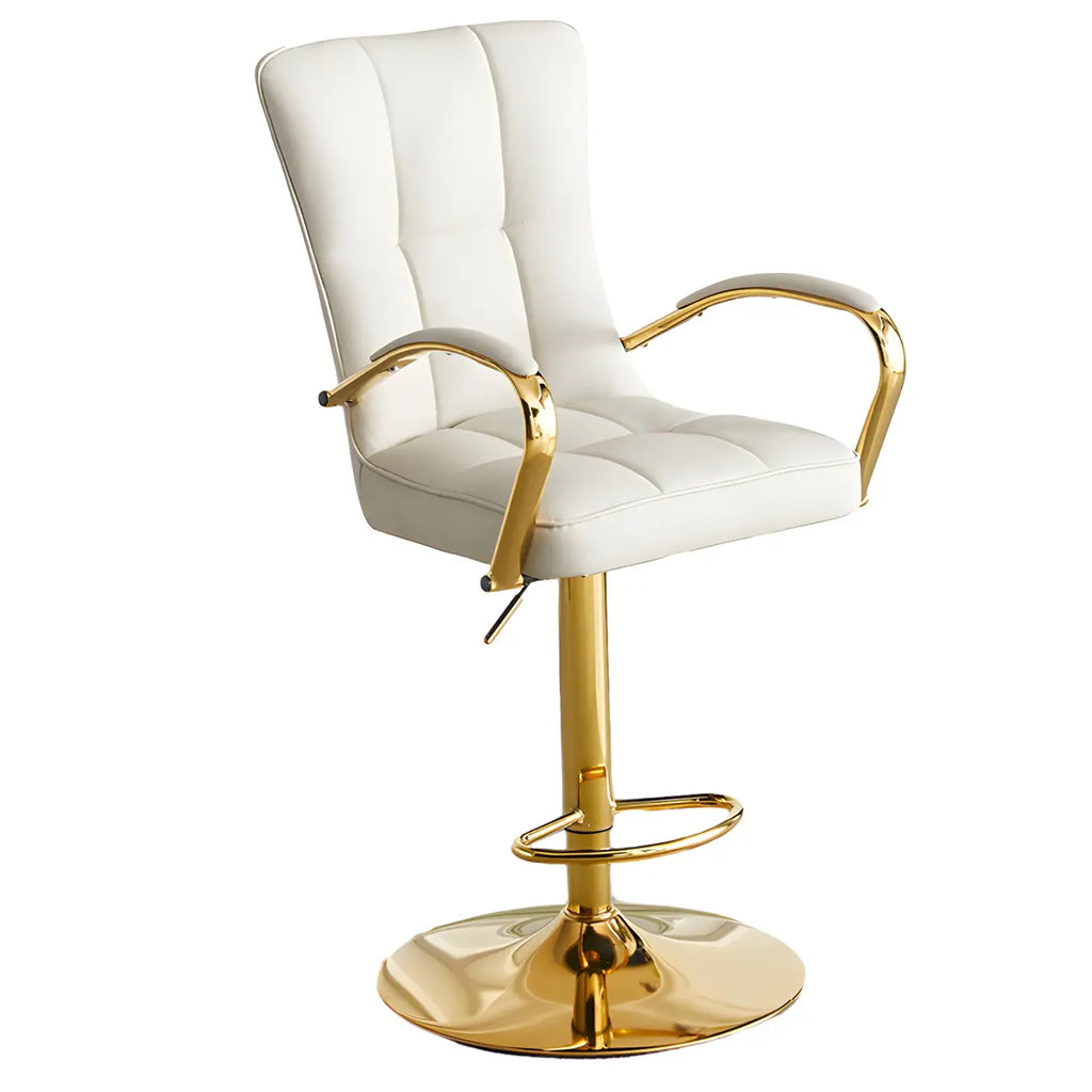 Glam Leather Adjustable Bar Stools with High Back