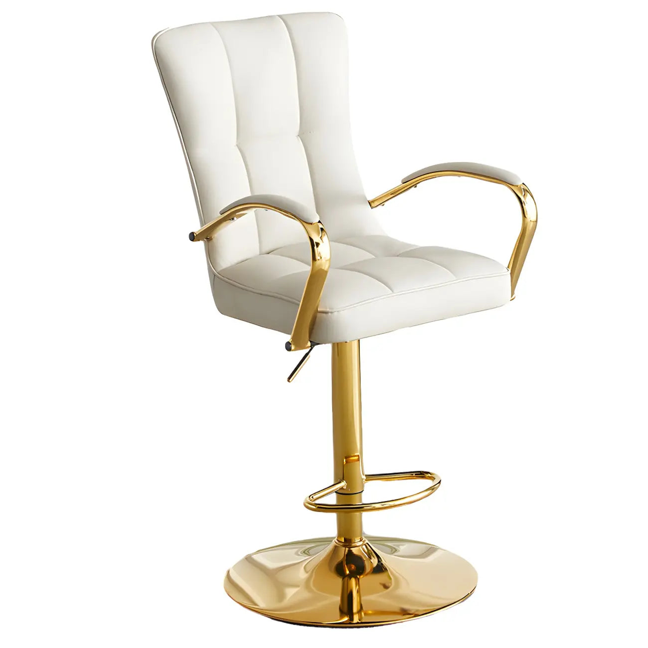 Glam Leather Adjustable Bar Stools with High Back