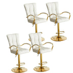Glam Leather Adjustable Bar Stools with High Back