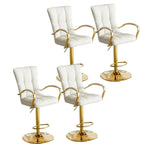 Glam Leather Adjustable Bar Stools with High Back
