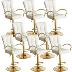 Glam Leather Adjustable Bar Stools with High Back