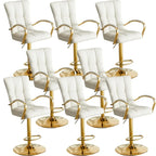 Glam Leather Adjustable Bar Stools with High Back