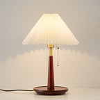 Elegant Metal Round Base Cone Fabric Shade Table Lamp