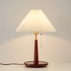 Elegant Metal Round Base Cone Fabric Shade Table Lamp