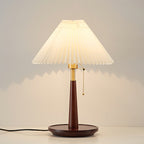 Elegant Metal Round Base Cone Fabric Shade Table Lamp