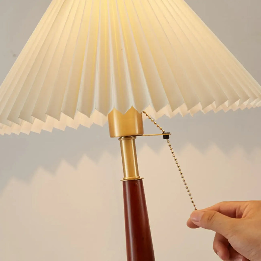 Elegant Metal Round Base Cone Fabric Shade Table Lamp