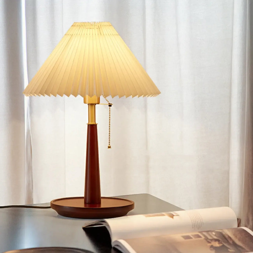 Elegant Metal Round Base Cone Fabric Shade Table Lamp