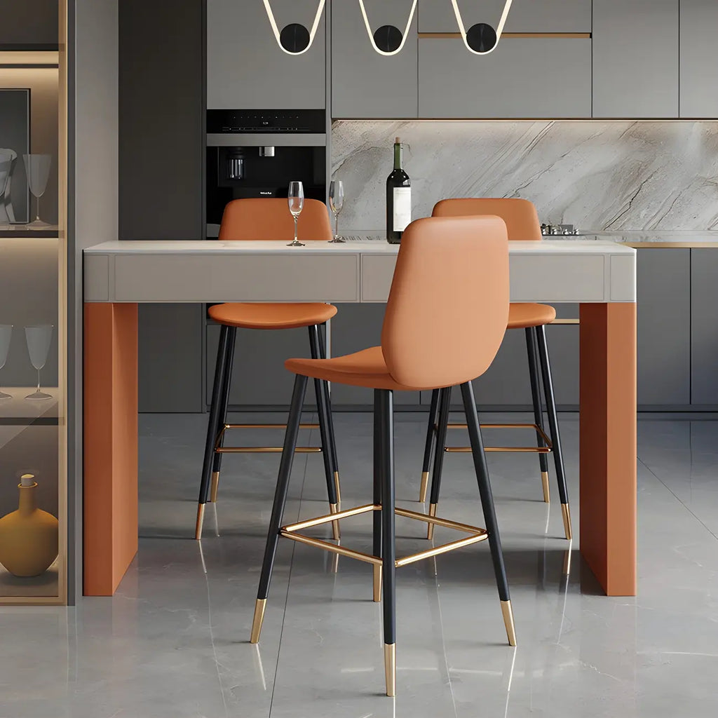 Modern Beige Orange Stone Top Wooden Drawer Bar Tables
