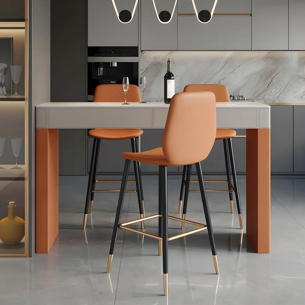 Modern Beige Orange Stone Top Wooden Drawer Bar Tables