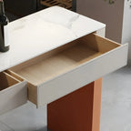 Modern Beige Orange Stone Top Wooden Drawer Bar Tables