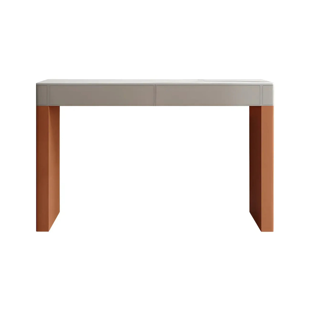 Modern Beige Orange Stone Top Wooden Drawer Bar Tables