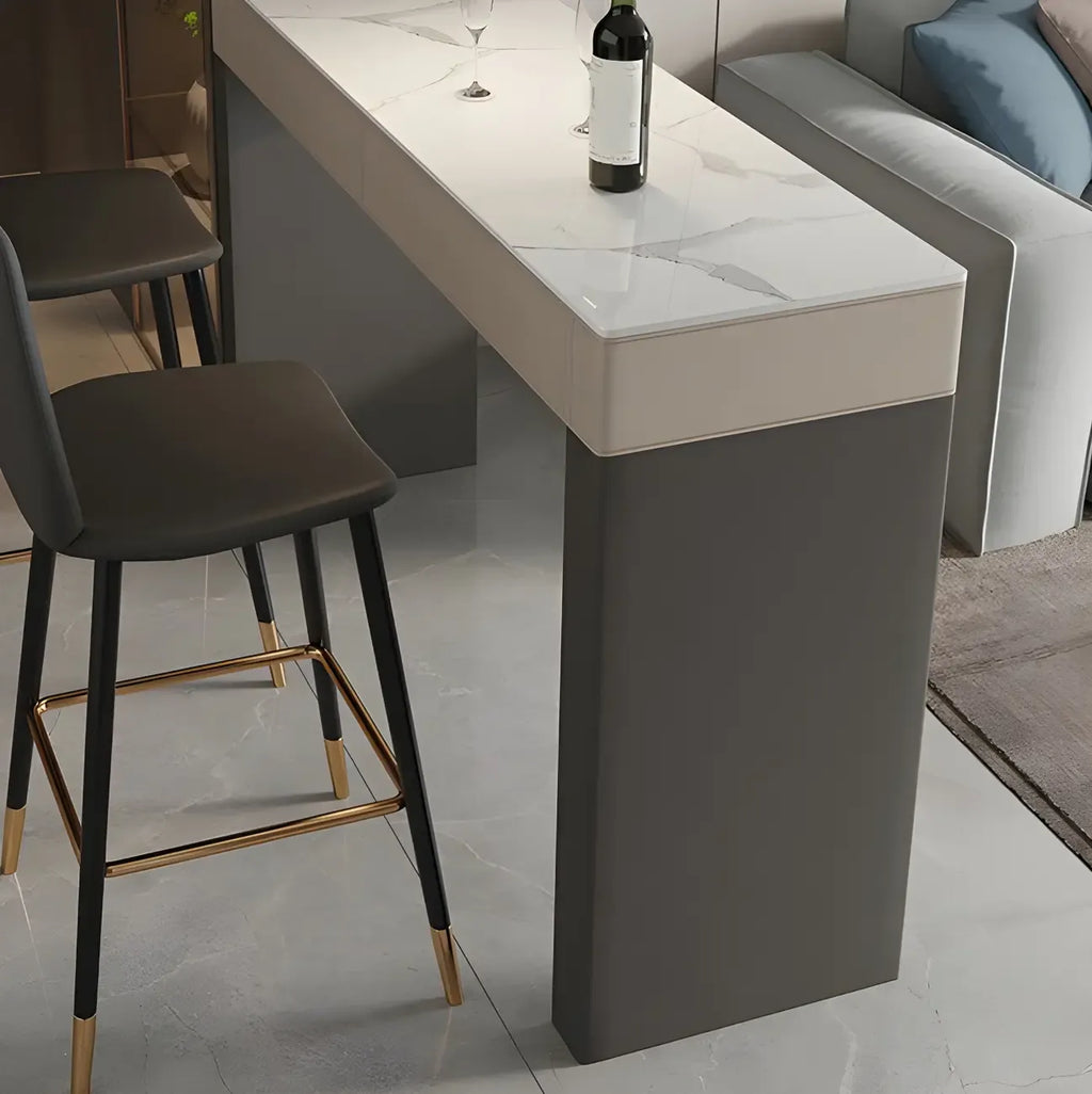 Modern Beige Orange Stone Top Wooden Drawer Bar Tables