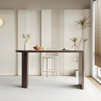 Modern White Stone Brown Wood Dual Pedestal Bar Tables