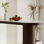 Modern White Stone Brown Wood Dual Pedestal Bar Tables