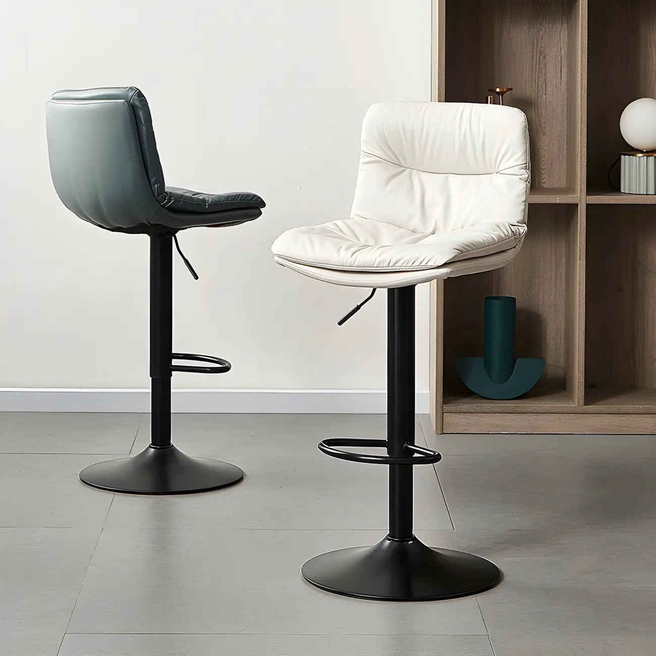 Modern Leather Saddle Swivel Adjustable Bar Stool