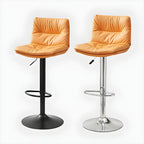 Modern Leather Saddle Swivel Adjustable Bar Stool