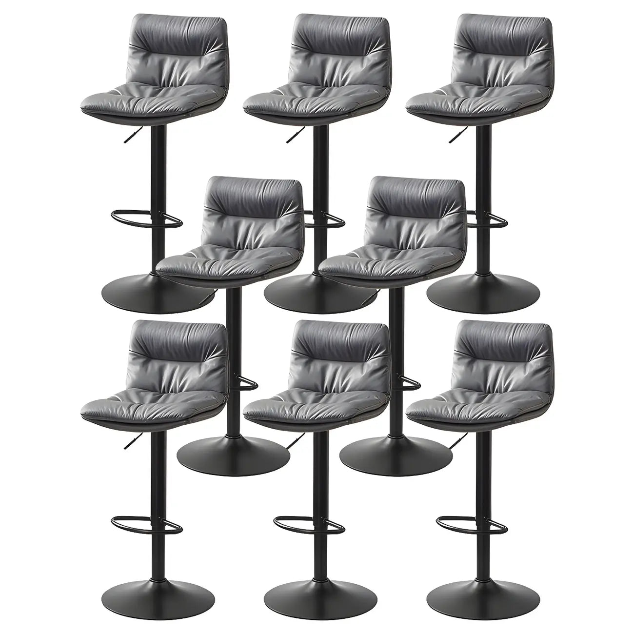 Modern Leather Saddle Swivel Adjustable Bar Stool