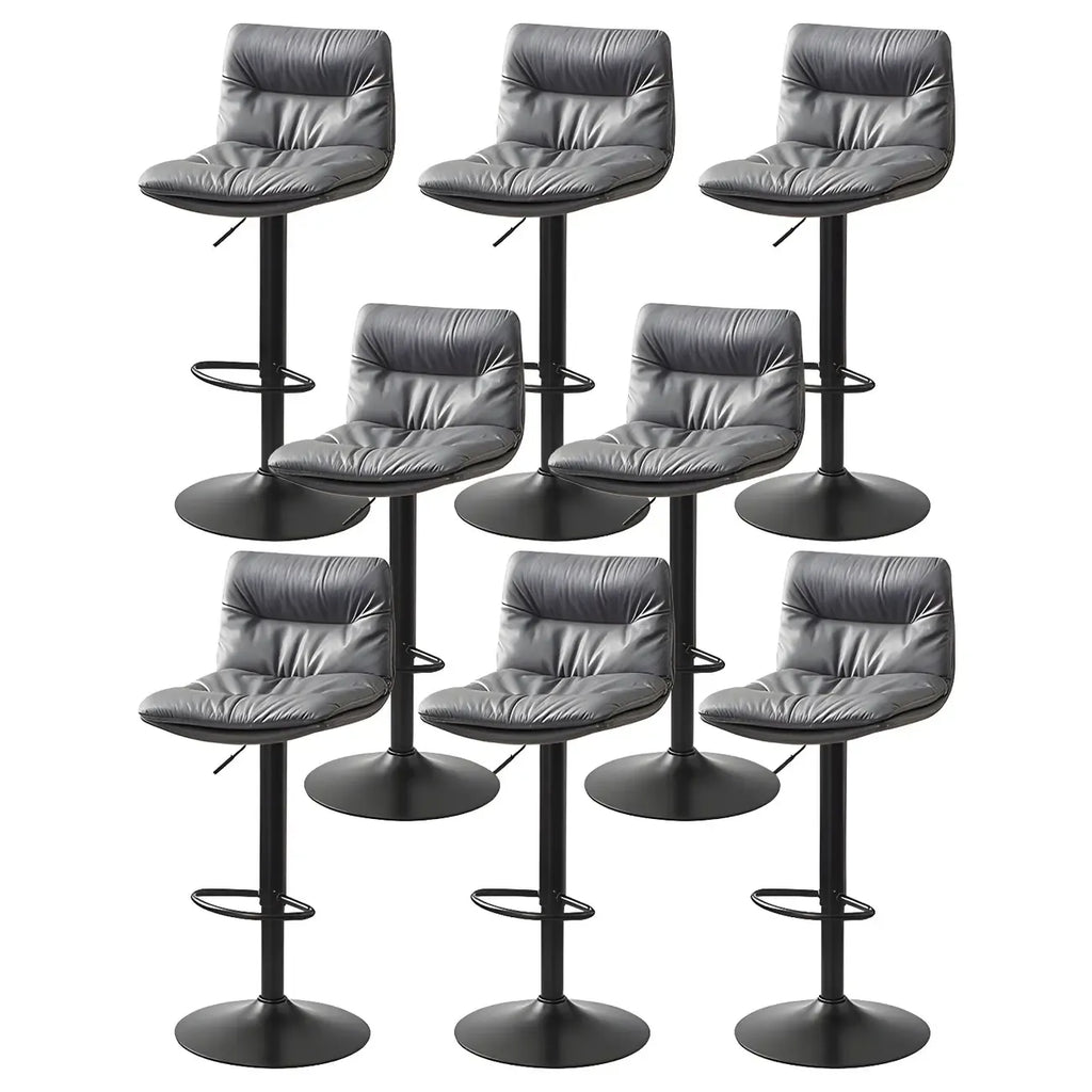 Modern Leather Saddle Swivel Adjustable Bar Stool