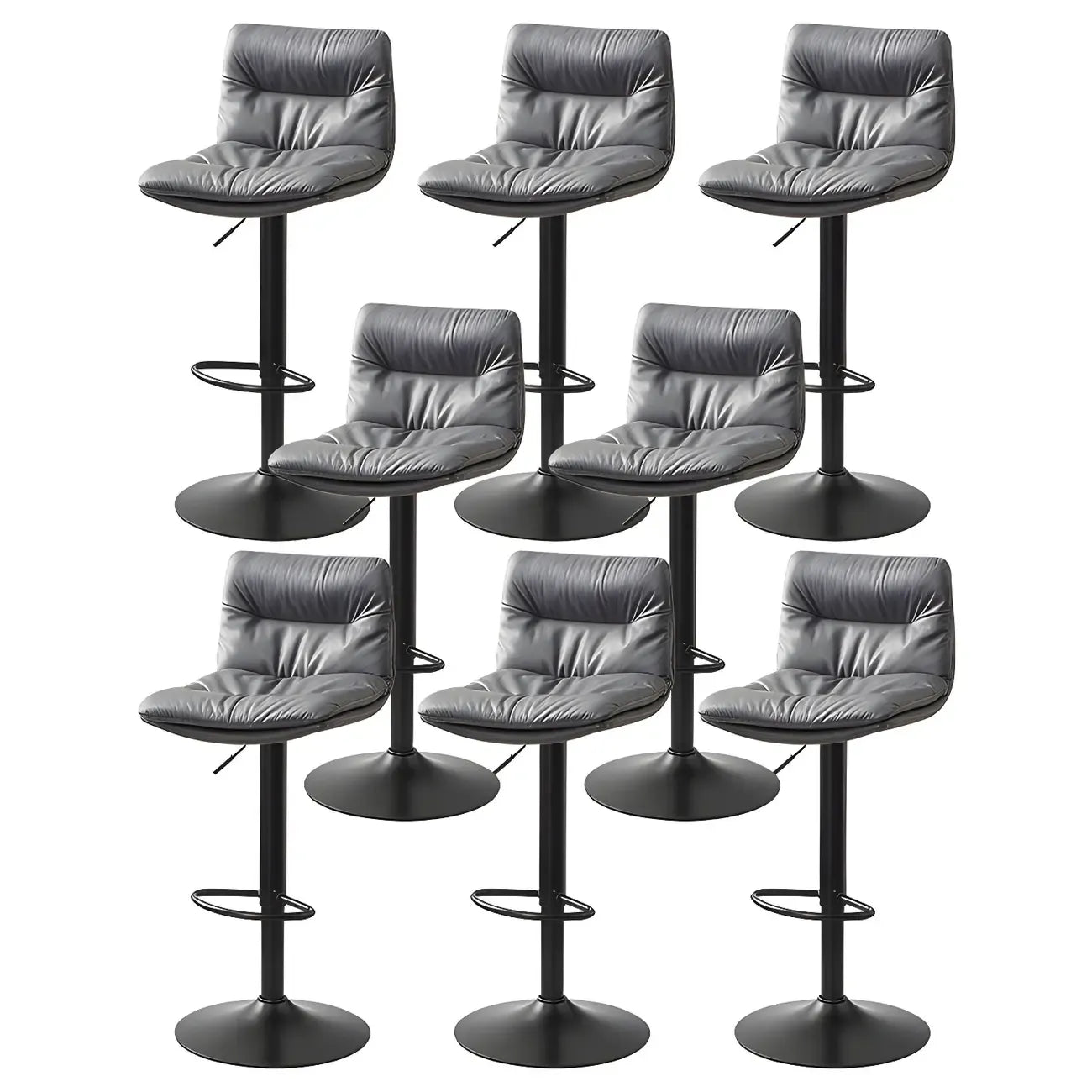 Modern Leather Saddle Swivel Adjustable Bar Stool