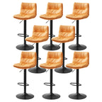 Modern Leather Saddle Swivel Adjustable Bar Stool