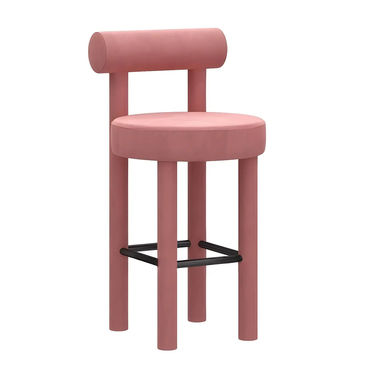 Multicolor Simple Round 4-Leg Upholstered Bar Stools
