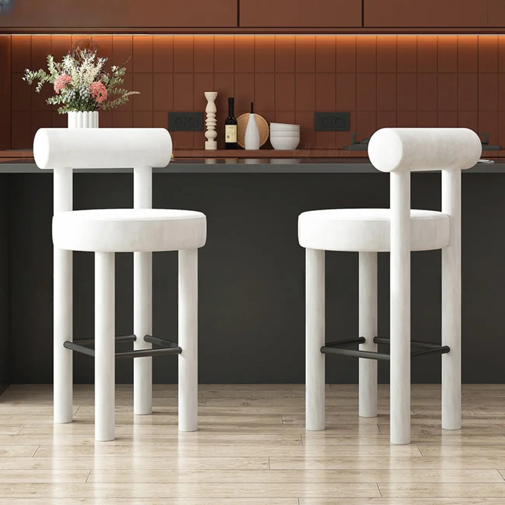 Multicolor Simple Round 4-Leg Upholstered Bar Stools