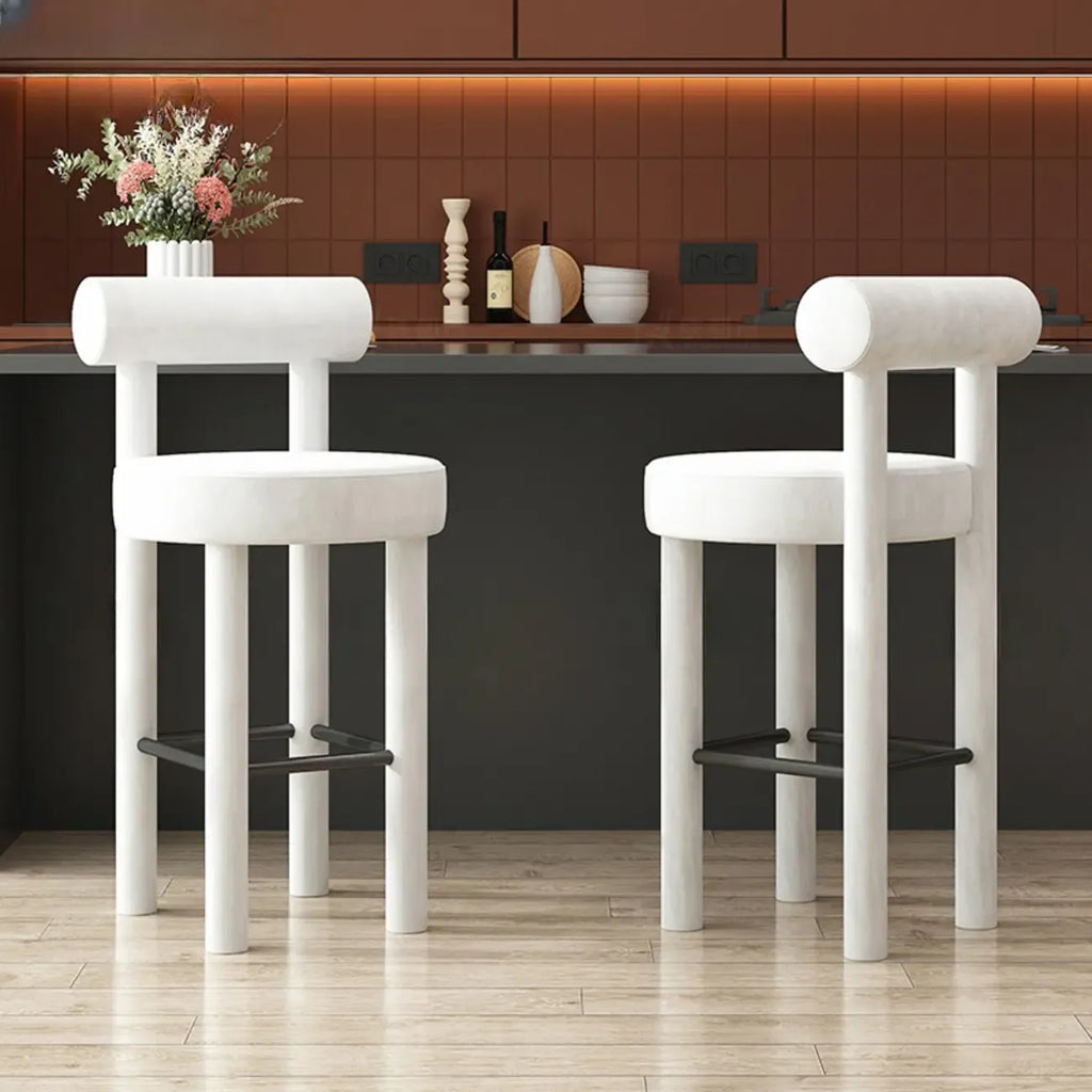 Multicolor Simple Round 4-Leg Upholstered Bar Stools
