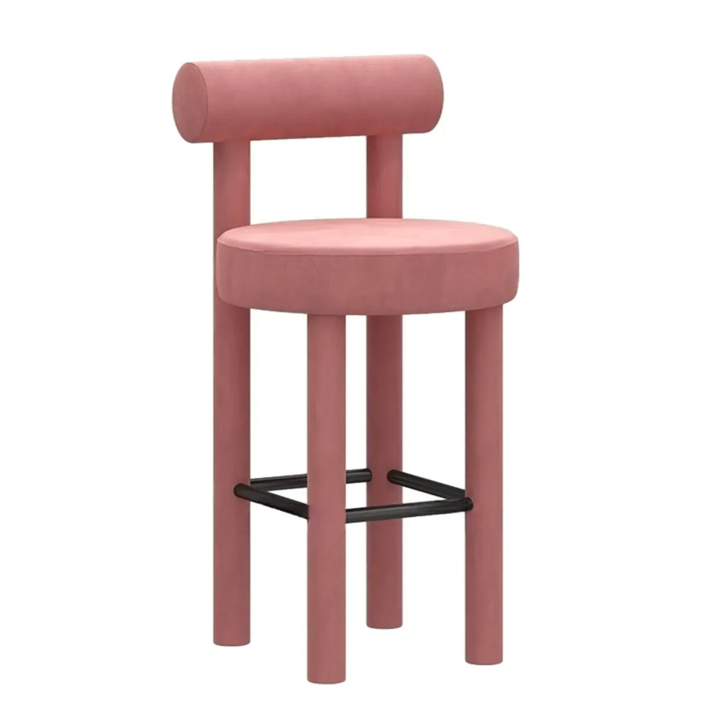 Multicolor Simple Round 4-Leg Upholstered Bar Stools