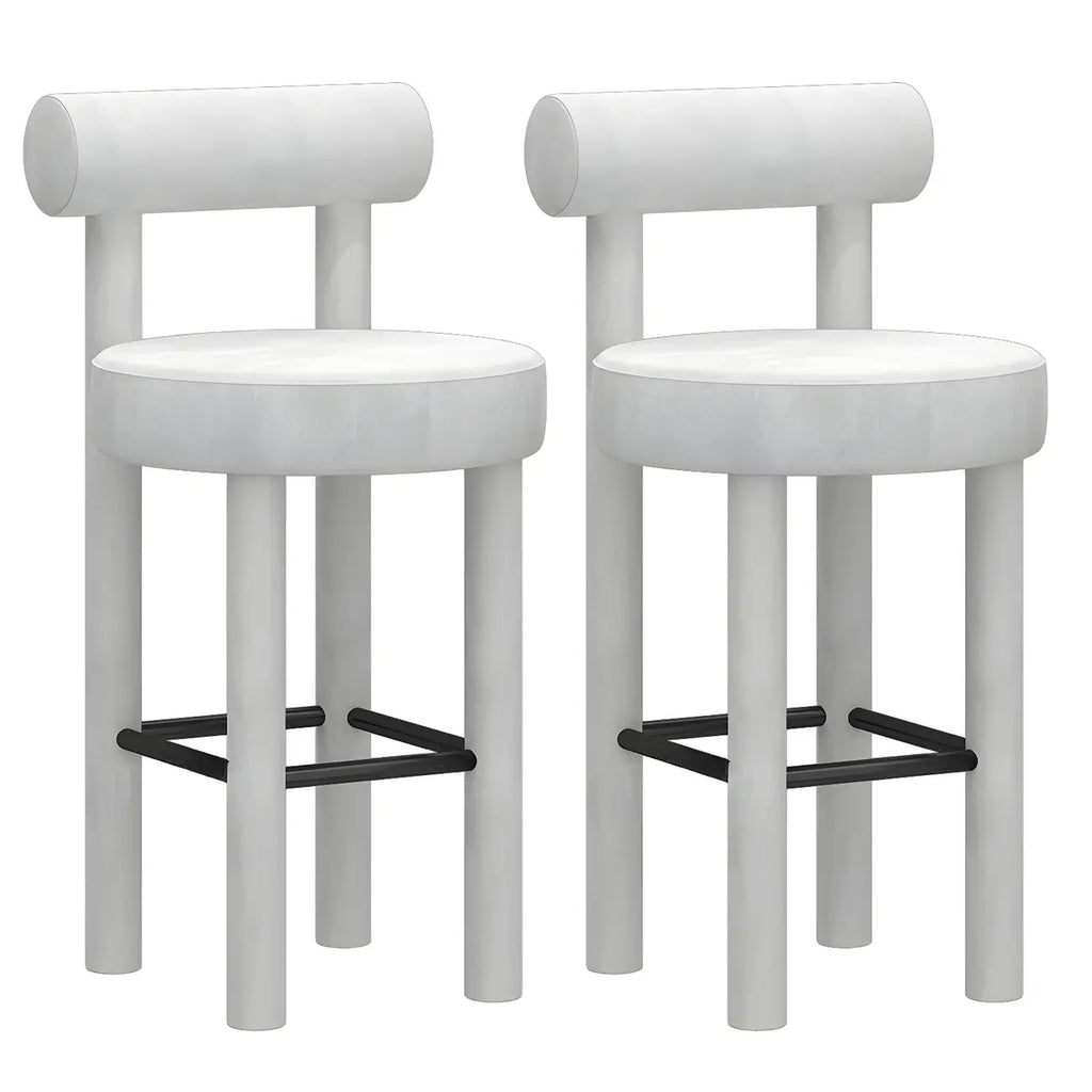Multicolor Simple Round 4-Leg Upholstered Bar Stools