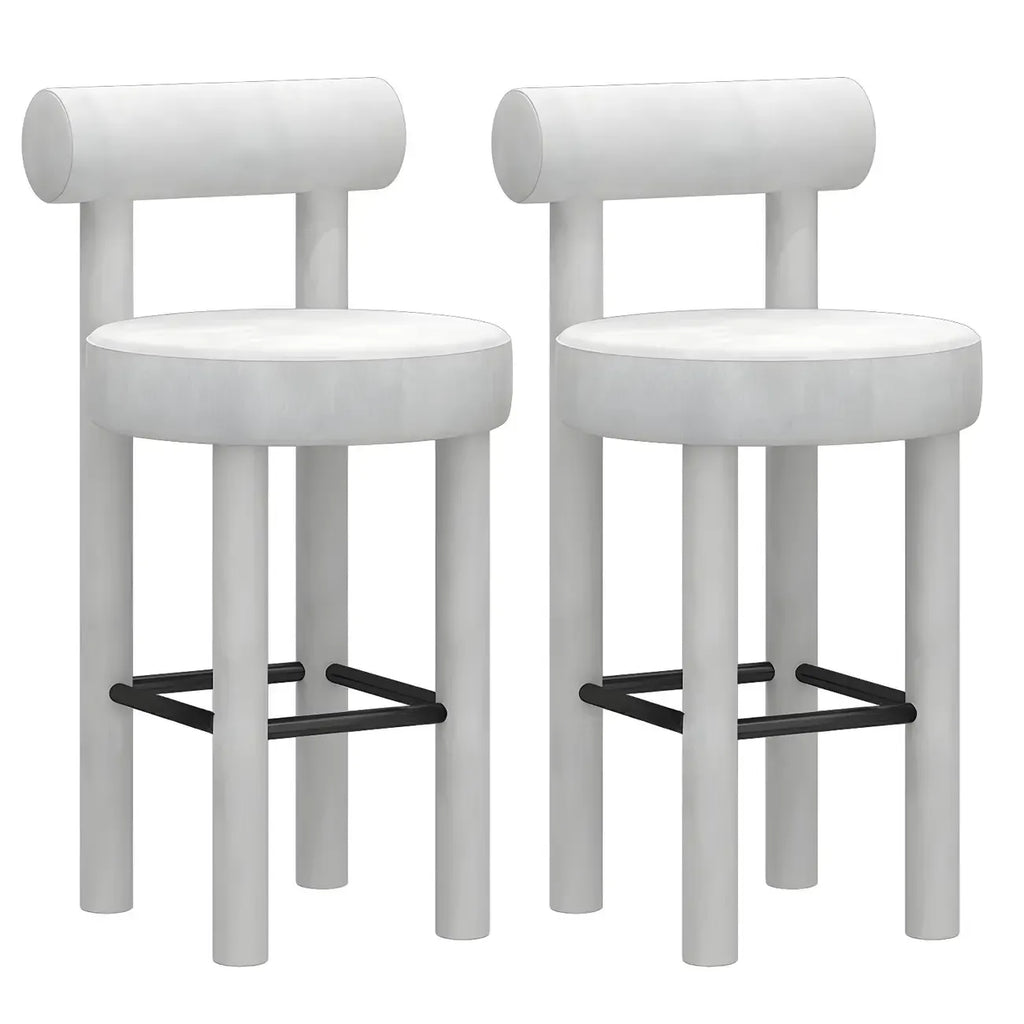 Multicolor Simple Round 4-Leg Upholstered Bar Stools