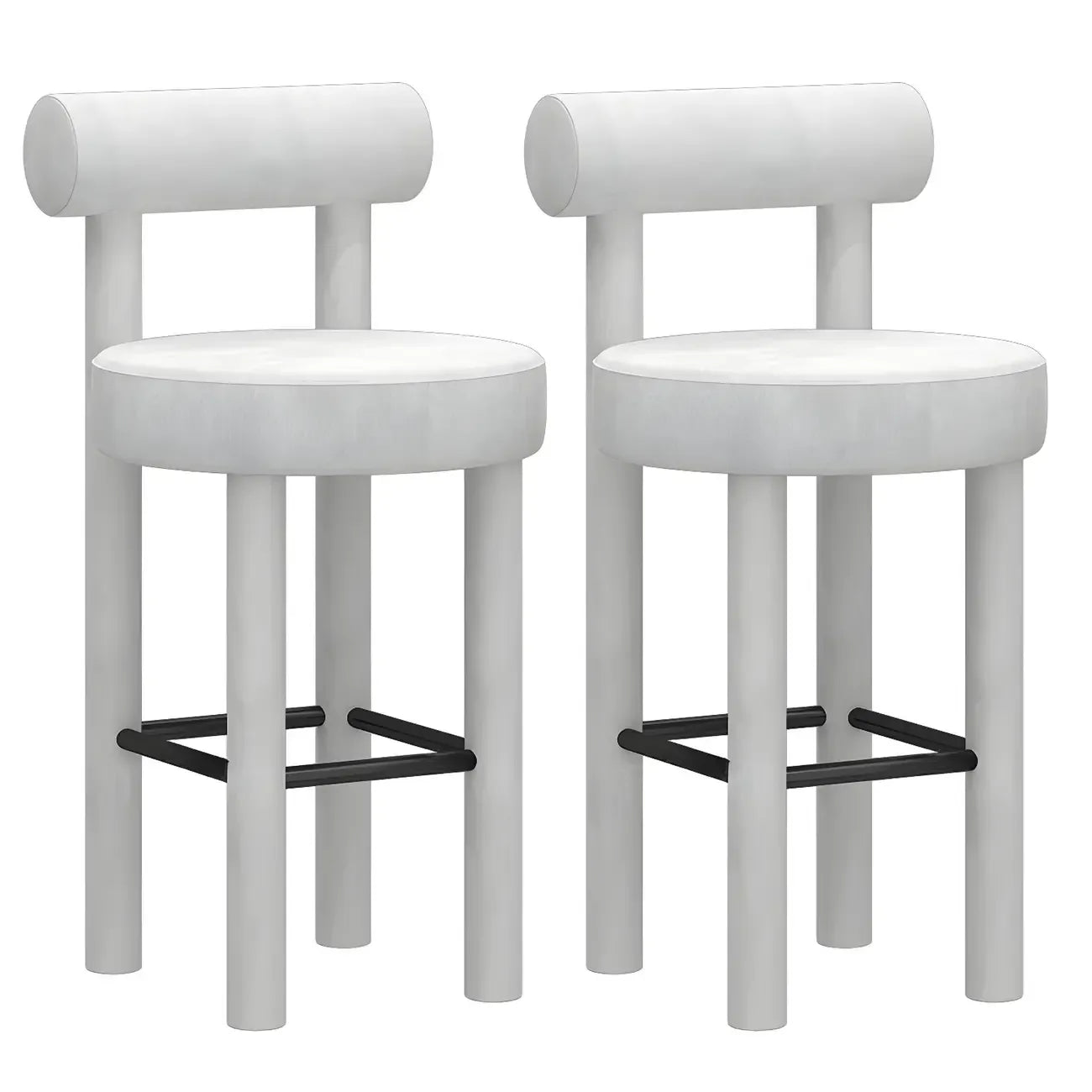 Multicolor Simple Round 4-Leg Upholstered Bar Stools
