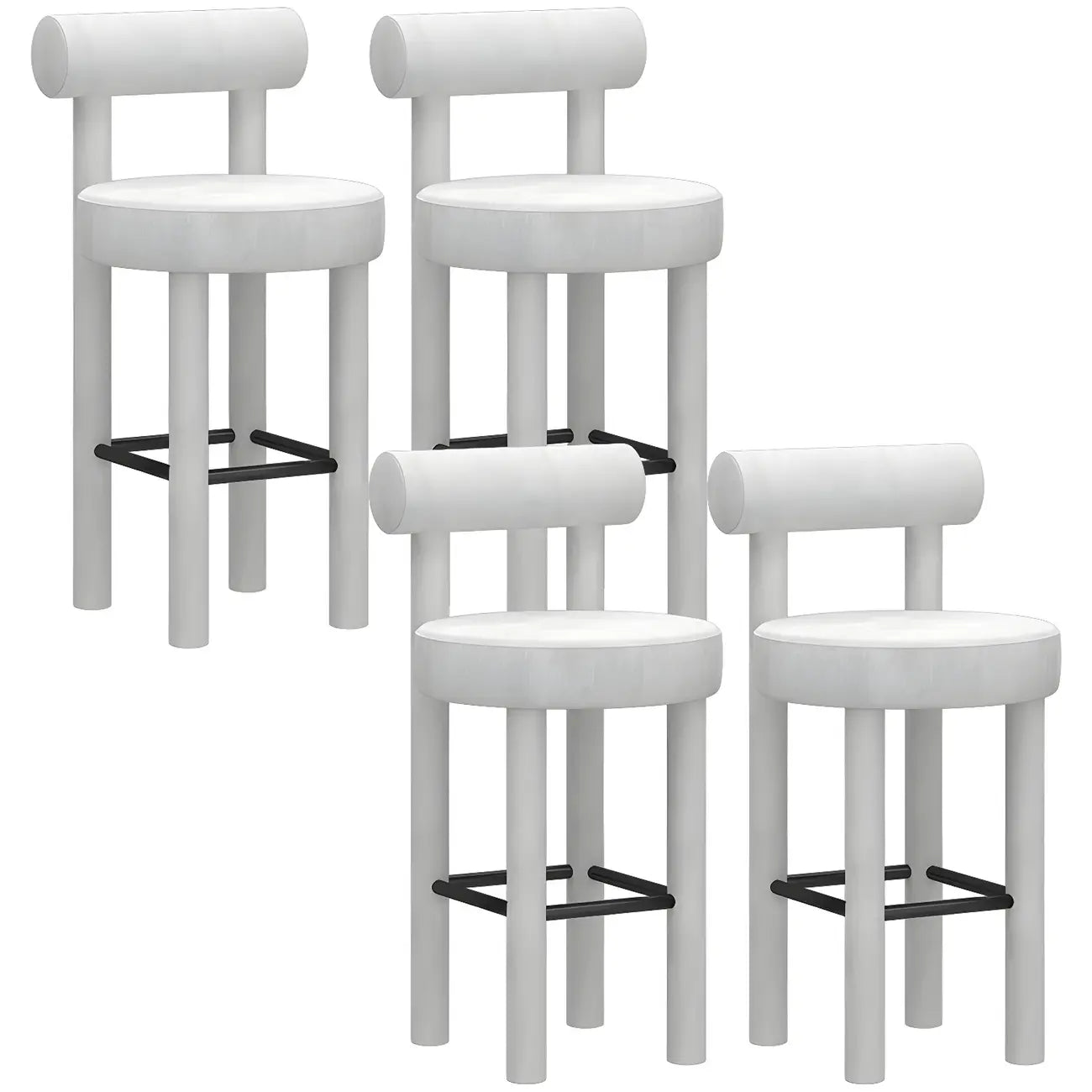 Multicolor Simple Round 4-Leg Upholstered Bar Stools