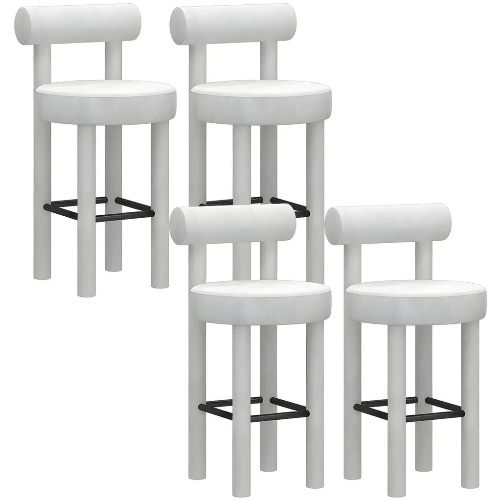 Multicolor Simple Round 4-Leg Upholstered Bar Stools