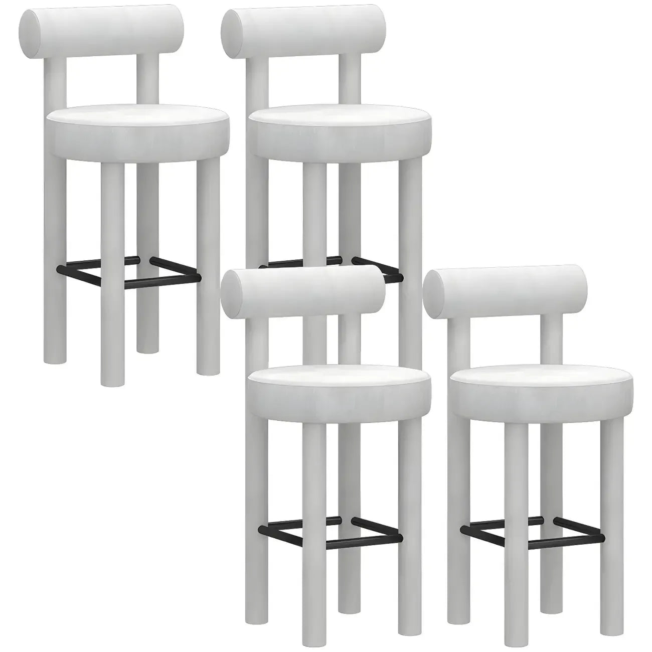 Multicolor Simple Round 4-Leg Upholstered Bar Stools