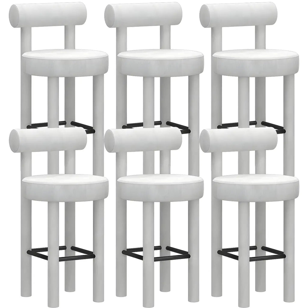 Multicolor Simple Round 4-Leg Upholstered Bar Stools