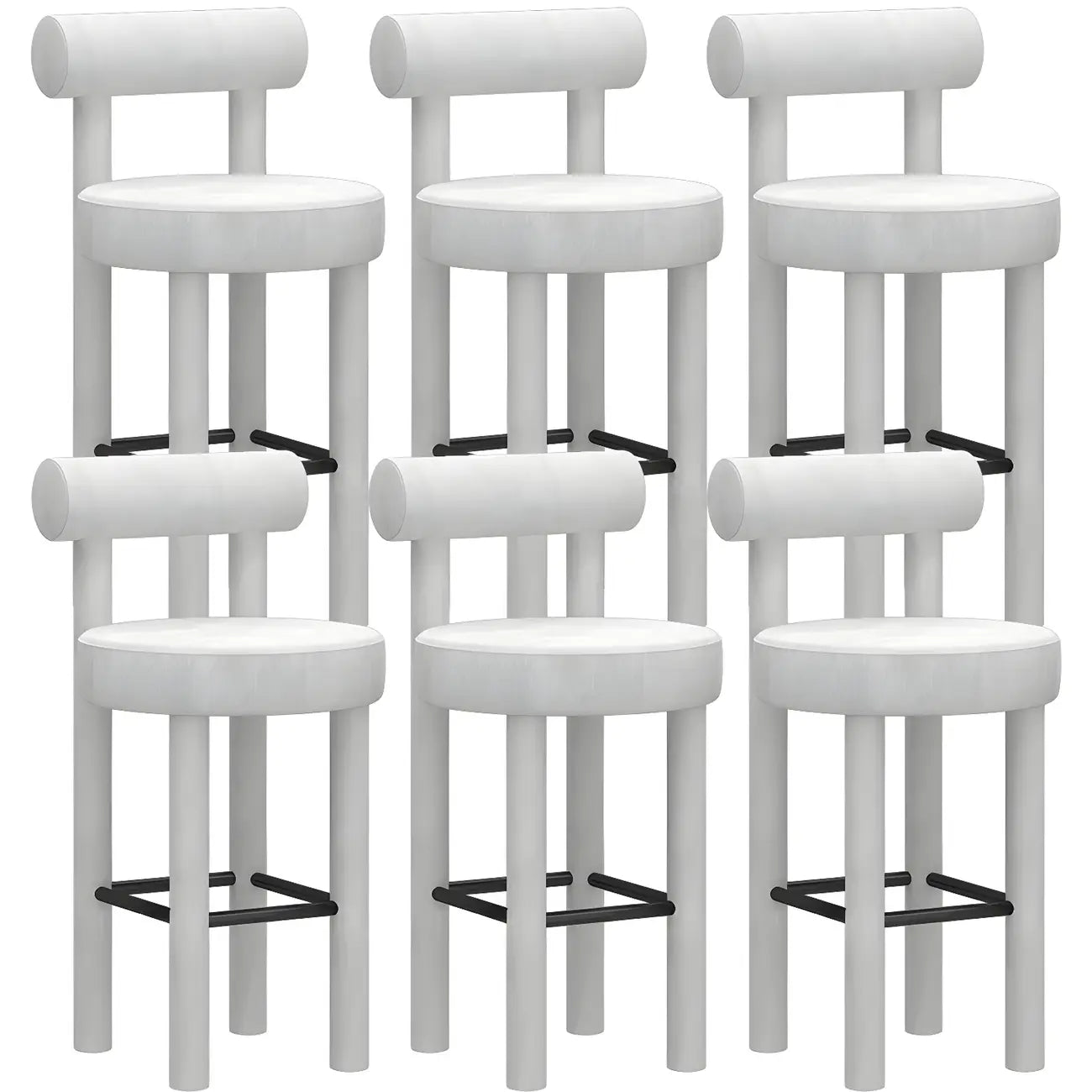 Multicolor Simple Round 4-Leg Upholstered Bar Stools