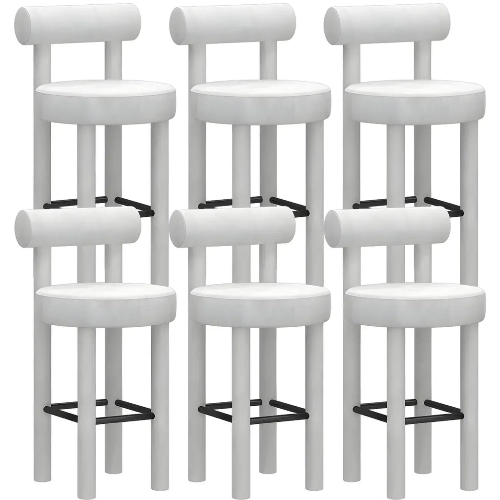 Multicolor Simple Round 4-Leg Upholstered Bar Stools